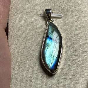 Labradorite Flashy Blue Sliver 925 Pendant